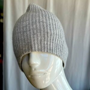 Heather Grey Cashmere Knit Beanie hat Ski Streetwear Bad hair day. Super soft